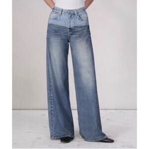 Rag & Bone Miramar Terry Sofie Wide Leg Pant Sweatpant Jeans in Antonia Blue